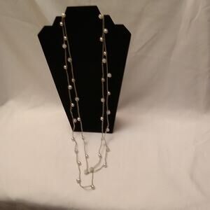 Vintage silver necklace with pearls. 28 in Long.